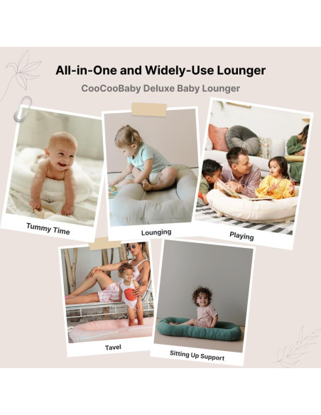 CooCooBaby Lounger para Bebé 0-12 Meses 100% Algodón Rosa