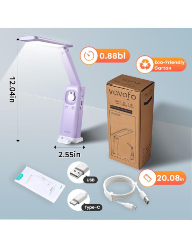 Lámpara de escritorio VAVOFO recargable 6000mAh 15 modos