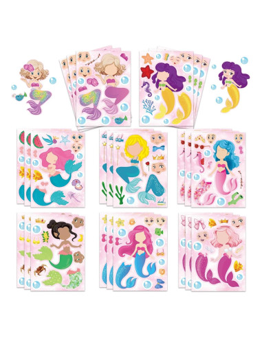 24 Hojas Stickers Sirena DUJAA para Niños y Manualidades