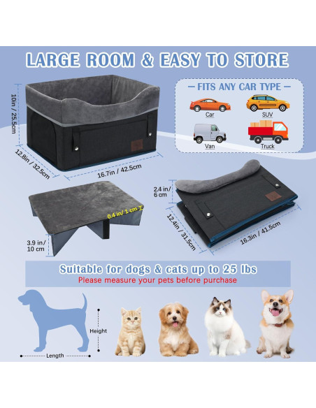 Asiento de Coche para Perros PetsHome Negro 42.5x32.5cm hasta 11kg