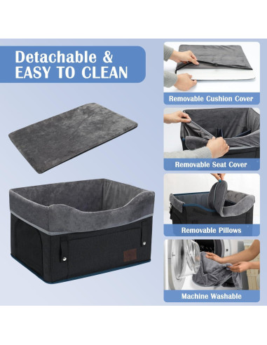 Asiento de Coche para Perros PetsHome Negro 42.5x32.5cm hasta 11kg