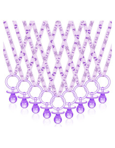 36 Chupetes Acrílicos para Baby Shower Tigeen - Púrpura