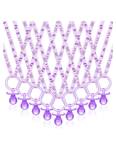 36 Chupetes Acrílicos para Baby Shower Tigeen - Púrpura