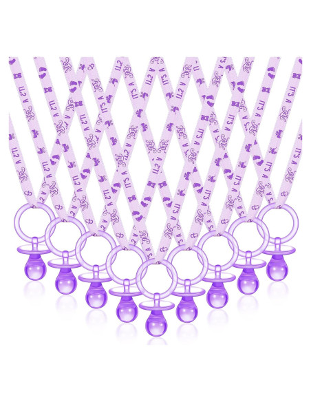 36 Chupetes Acrílicos para Baby Shower Tigeen - Púrpura