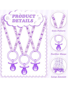 36 Chupetes Acrílicos para Baby Shower Tigeen - Púrpura 2