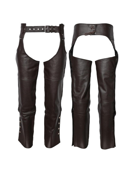 Chaps de cuero Touch&Torn para hombres 76-122 cm negro/marrón
