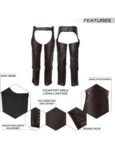 Chaps de cuero Touch&Torn para hombres 76-122 cm negro/marrón 2