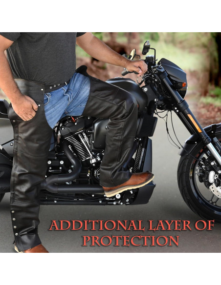 Chaps de cuero Touch&Torn para hombres 76-122 cm negro/marrón