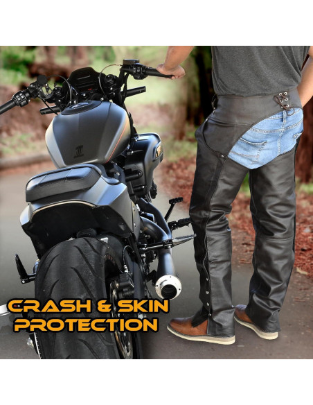 Chaps de cuero Touch&Torn para hombres 76-122 cm negro/marrón