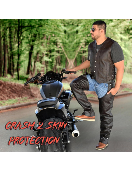 Chaps de cuero Touch&Torn para hombres 76-122 cm negro/marrón