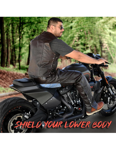 Chaps de cuero Touch&Torn para hombres 76-122 cm negro/marrón