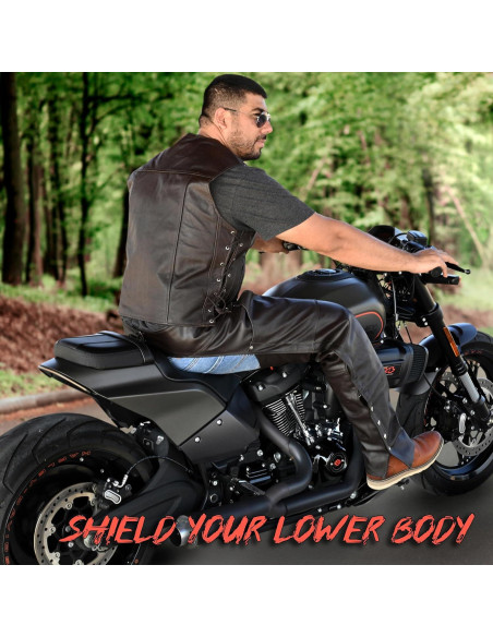 Chaps de cuero Touch&Torn para hombres 76-122 cm negro/marrón