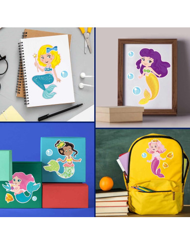 24 Hojas Stickers Sirena DUJAA para Niños y Manualidades