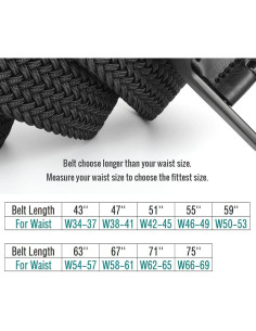 Cinturón Elástico para Hombre Talla Grande 43-75" Negro 2