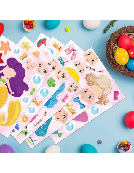 24 Hojas Stickers Sirena DUJAA para Niños y Manualidades