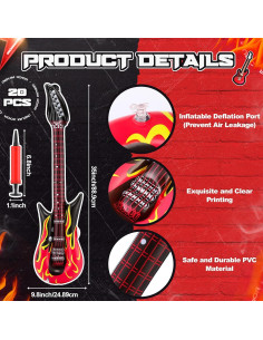 Juego de 21 Guitarras Inflables Gemscream 89 cm Rojo 2