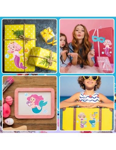 24 Hojas Stickers Sirena DUJAA para Niños y Manualidades