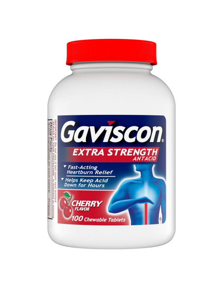 Gaviscon Tabletas Masticables Fuerza Extra Sabor Cereza 100 Unidades
