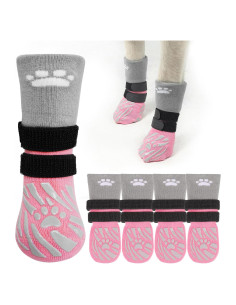 Calcetines Antideslizantes para Perros SCENEREAL Talla L Rosa