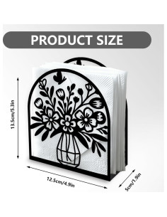 Soporte de Servilletas Decorativo DOODLREAM Floral Negro 13.5x12.5 cm 2