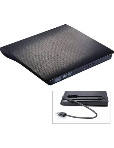 Unidad de CD externa YMY portátil USB3.0/USB-C 2 en 1 negra