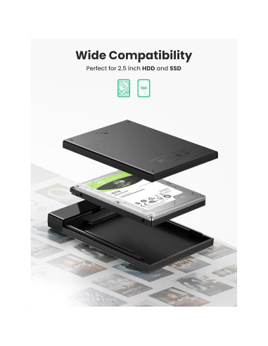 Carcasa Externa UGREEN 2.5" USB C 3.1 SATA III 6Gbps para HDD/SSD