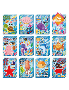 24 Stickers de Animales Marinos DUJAA para Niños Creativos