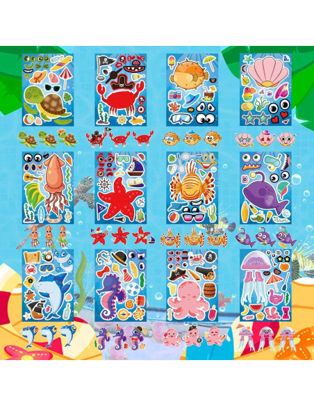 24 Stickers de Animales Marinos DUJAA para Niños Creativos