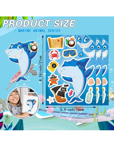 24 Stickers de Animales Marinos DUJAA para Niños Creativos