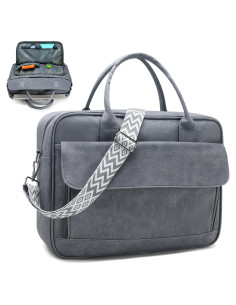 Bolsa Tote SUCIKORIO para Laptop 17.3" Cuero PU Gris