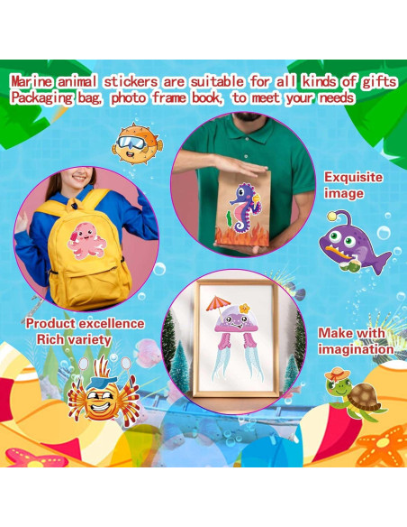 24 Stickers de Animales Marinos DUJAA para Niños Creativos