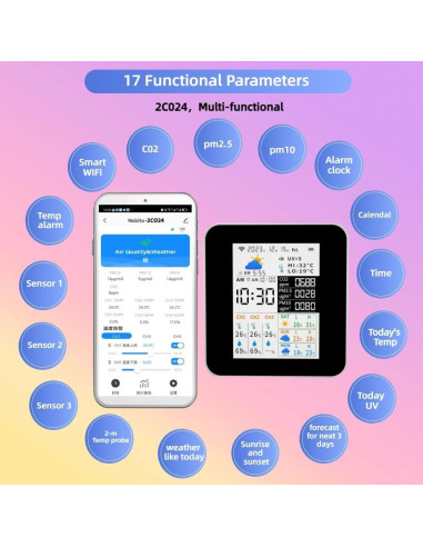Monitor de Calidad del Aire WiFi Nobito con 3 Sensores