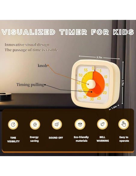 Temporizador Visual SHUTKMVCW 60 Minutos Amarillo Crema