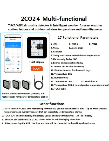 Monitor de Calidad del Aire WiFi Nobito con 3 Sensores