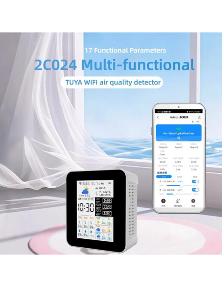 Monitor de Calidad del Aire WiFi Nobito con 3 Sensores