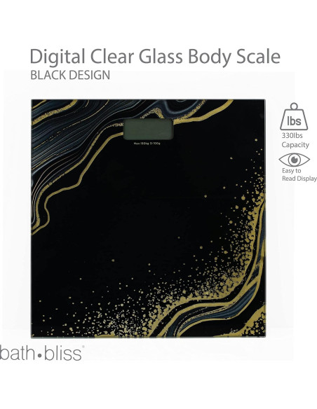 Báscula Digital Bath Bliss de Vidrio Templado 150 kg Negra