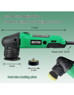 Mini Pulidor Orbital 380W Zotatools 3" y 2" Velocidad Variable 2