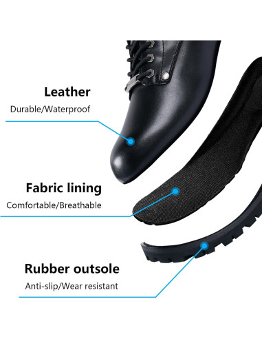 Botas de Combate de Cuero PU para Motocicleta Hombre 4.19cm