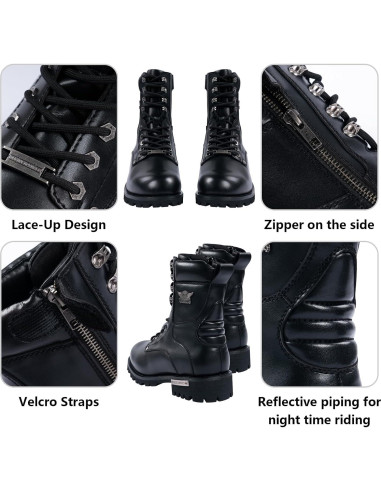 Botas de Combate de Cuero PU para Motocicleta Hombre 4.19cm