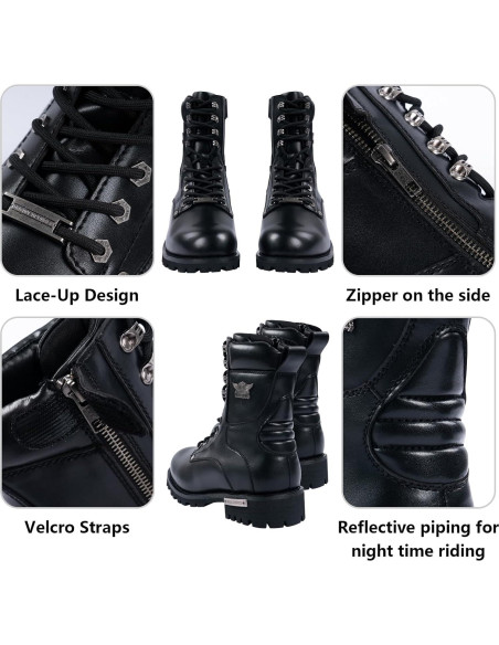 Botas de Combate de Cuero PU para Motocicleta Hombre 4.19cm