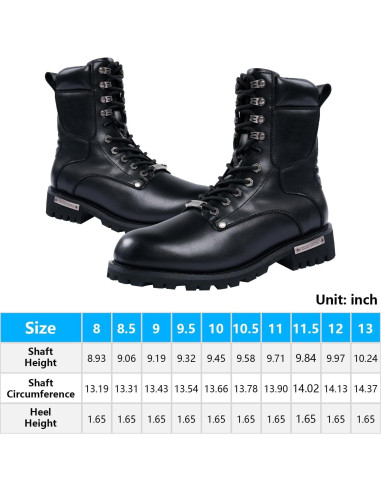 Botas de Combate de Cuero PU para Motocicleta Hombre 4.19cm