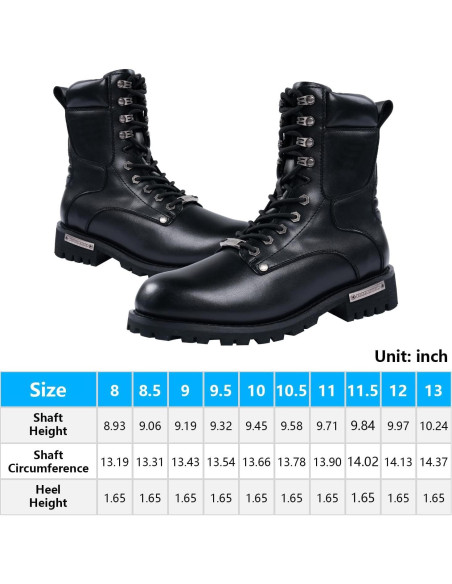 Botas de Combate de Cuero PU para Motocicleta Hombre 4.19cm