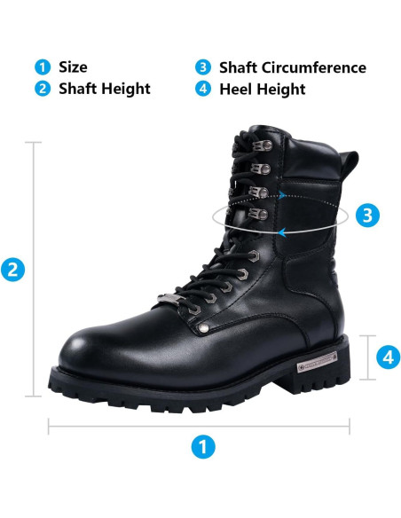 Botas de Combate de Cuero PU para Motocicleta Hombre 4.19cm