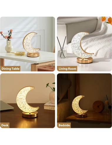 Lámpara de Mesa LED Lewondr Luna Creciente Táctil 3 Colores