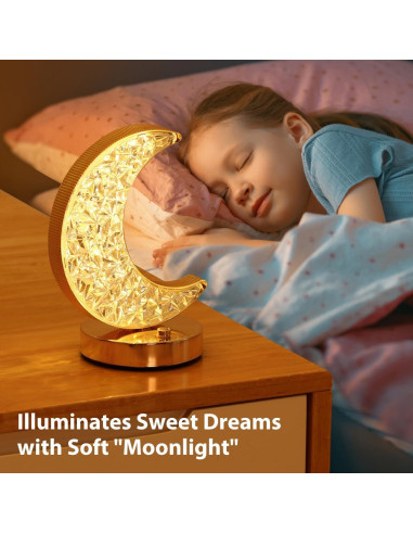 Lámpara de Mesa LED Lewondr Luna Creciente Táctil 3 Colores