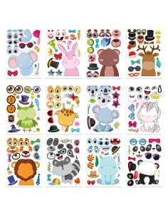24 Stickers de Animales DUJAA para Crear Caras Divertidas
