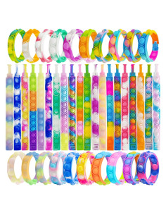 60 Pulseras Fidget Pop de Silicona IERKEIE para Alivio de Estrés