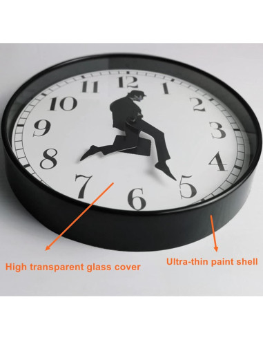 Reloj de Pared TANKRIN Negro Redondo Moderno 25.4 cm