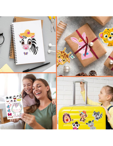 24 Stickers de Animales DUJAA para Crear Caras Divertidas