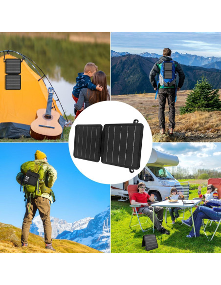 Cargador Solar Portátil NHZOTUD 10W USB-C y USB-A Impermeable